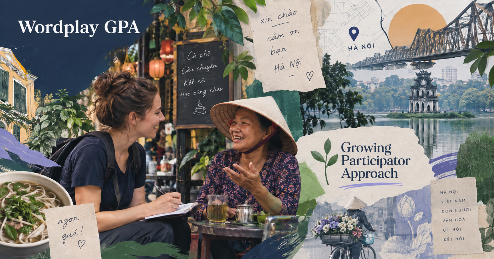 Two women using the Growing Participator Approach for Vietnamese language learning in Hanoi